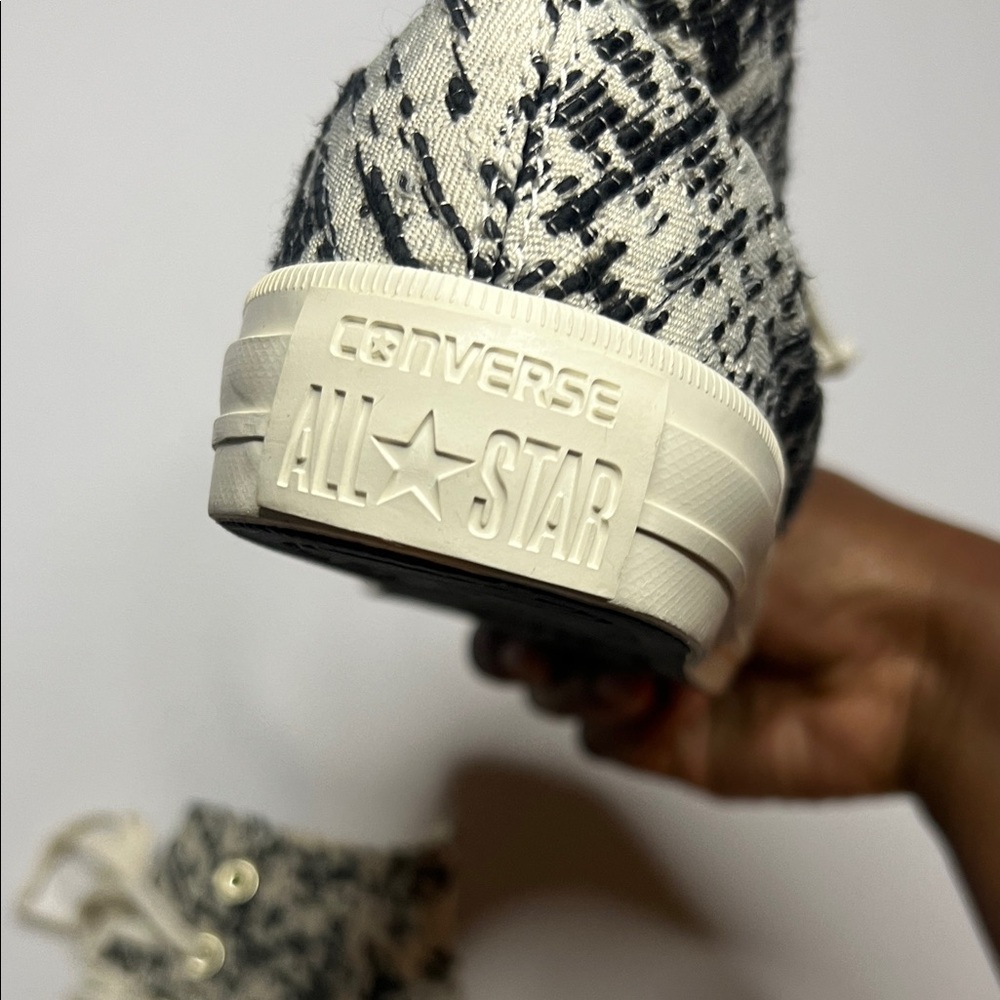 New Converse Black and Cream Textured High-Tops - Picture 2 of 10